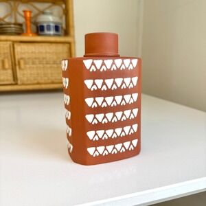 Vintage terracotta flask, Denmark Ioska pottery, Joska Bottle with Lid